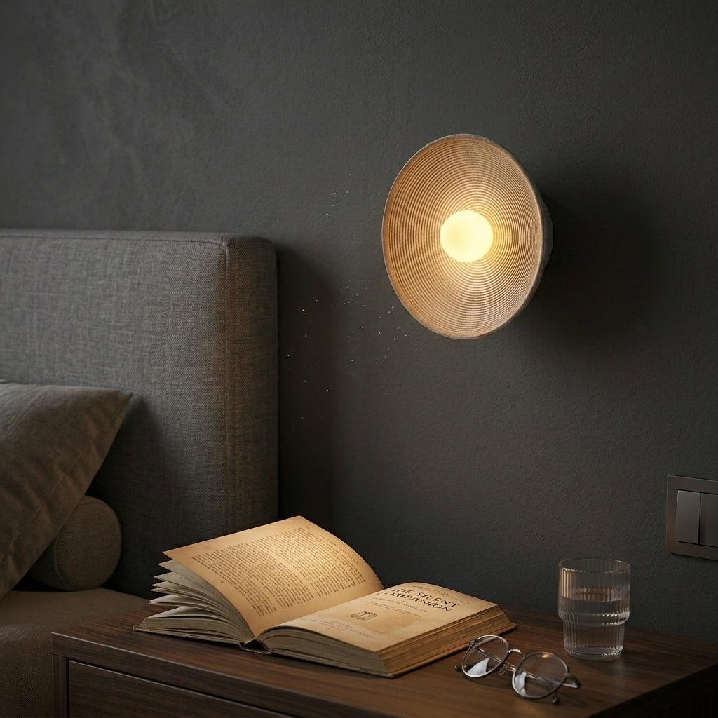 Japanische Holz - Wandleuchte – Minimalistisches rundes LED - Design - Wandleuchten - ∅ 20cm - Voldeva