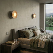 Japanische Holz - Wandleuchte – Minimalistisches rundes LED - Design - Wandleuchten - ∅ 20cm - Voldeva