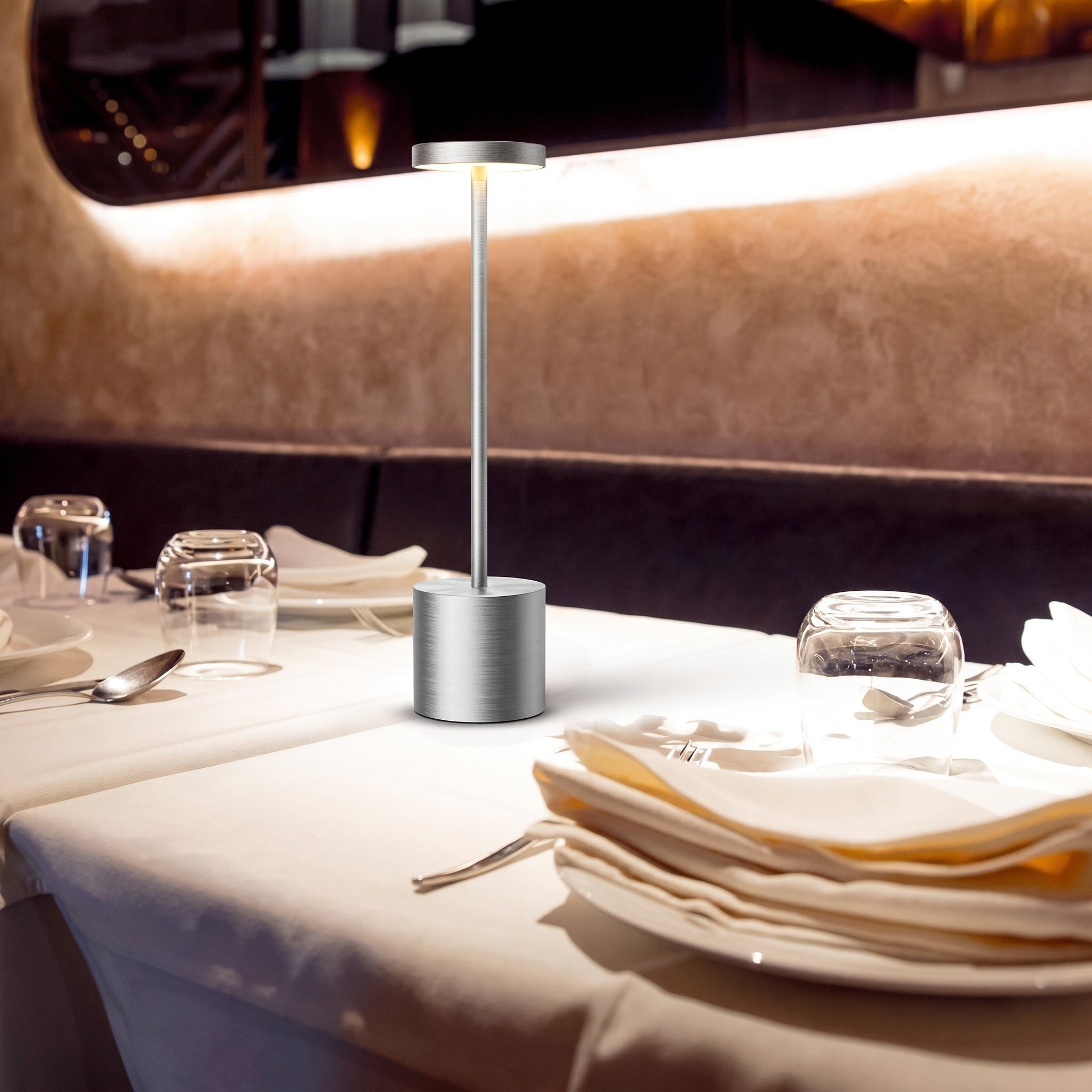 Kabellose LED Tischlampe Akku Metallständer Modernes Design - Table Lamps - Silber - Voldeva