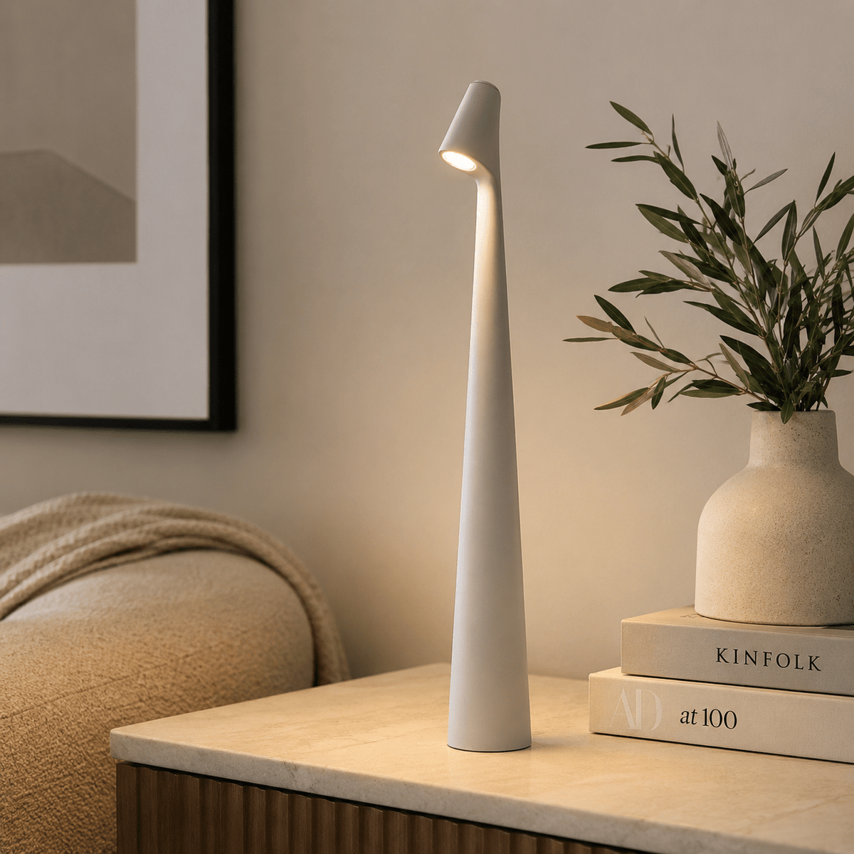 Kabellose LED Tischlampe im Skandinavischen Design - Table Lamps - Weiß - Voldeva