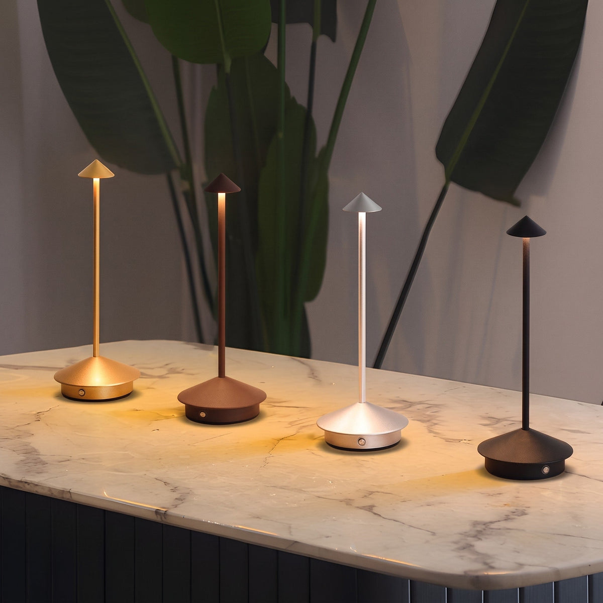 Kabellose LED-Tischlampe in Pilzform mit Touch-Dimmfunktion - Table Lamps - Blau - Voldeva