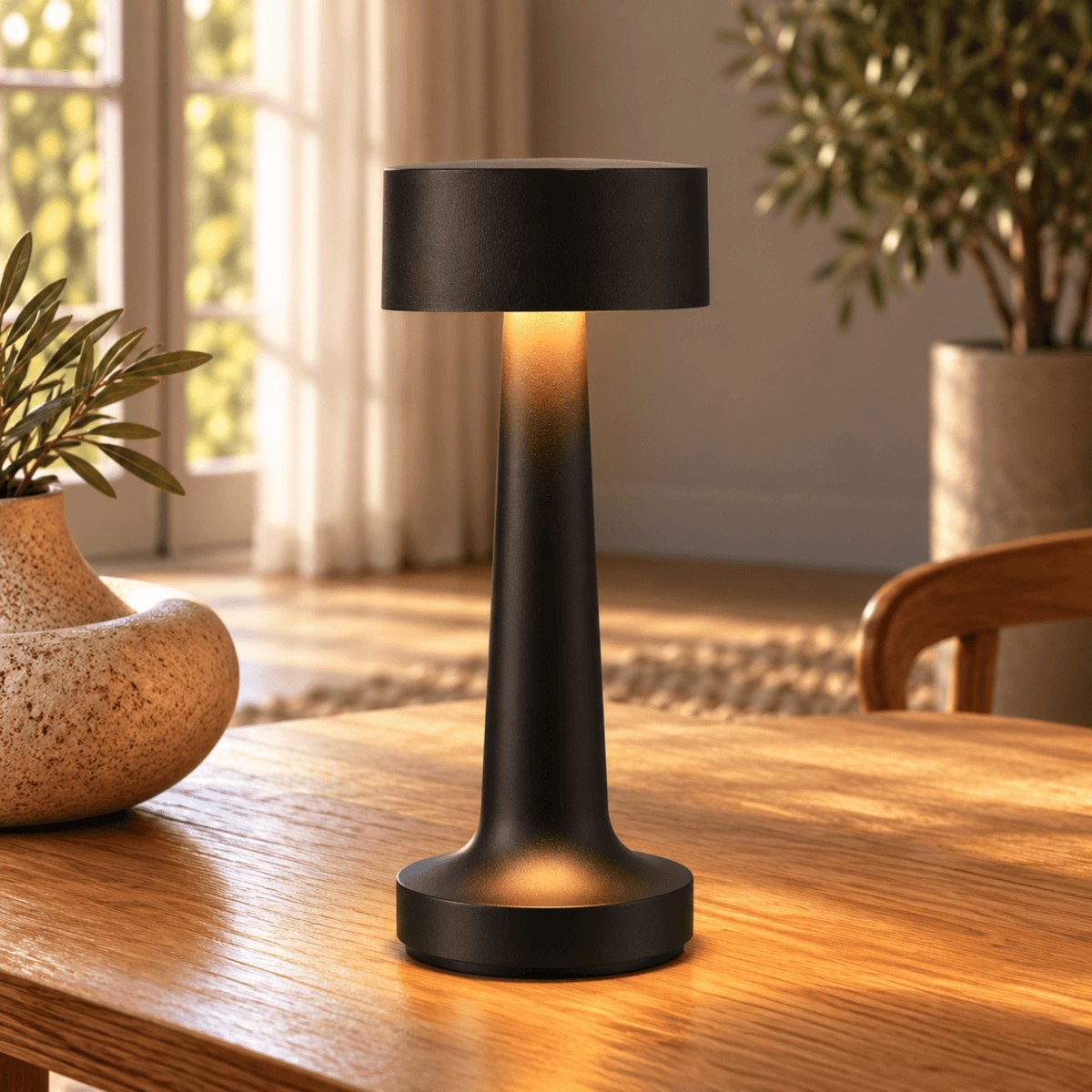 Kabellose LED Tischlampe mit Touch Dimmfunktion und USB Aufladung - Table Lamps - Schwarz - Voldeva