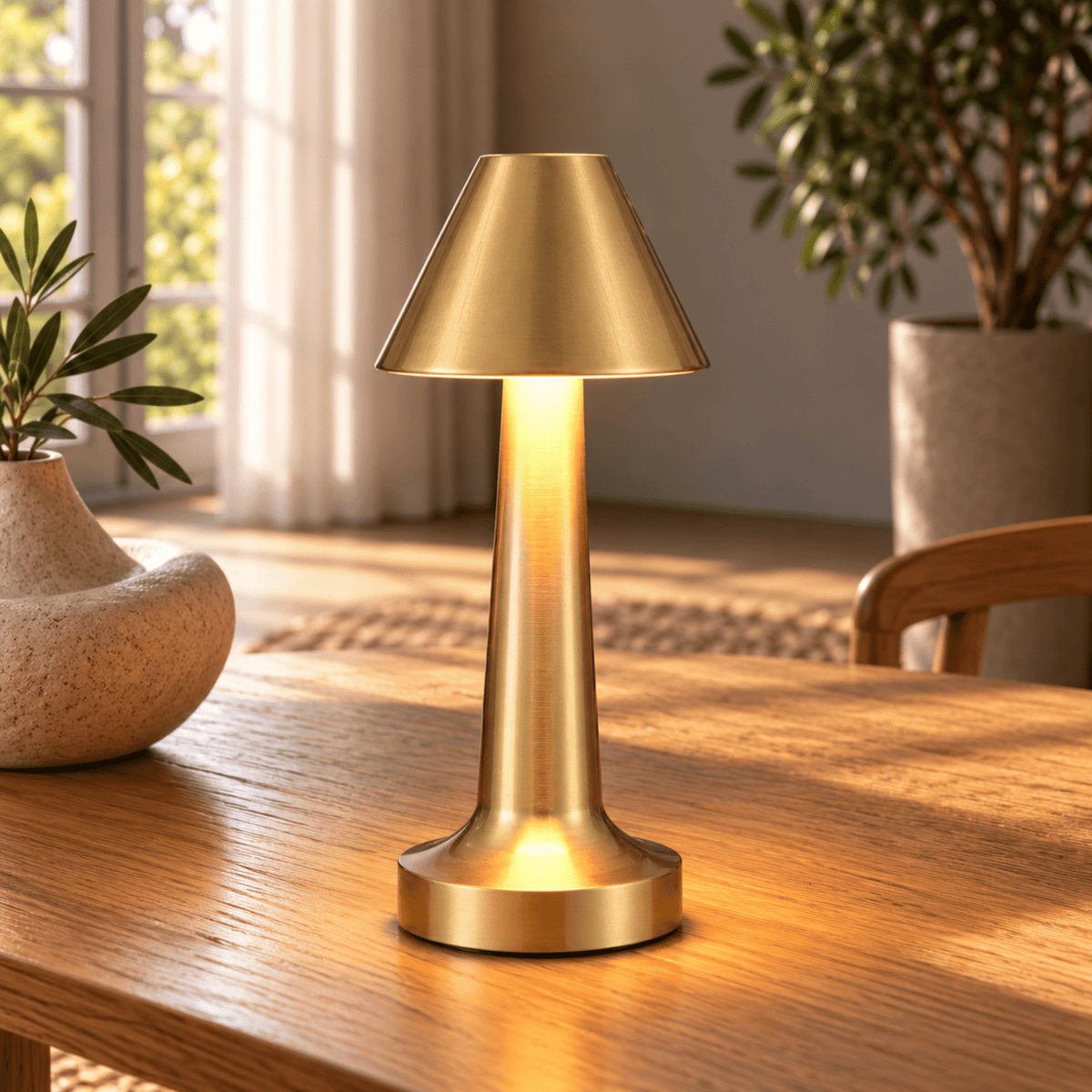 Kabellose LED Tischlampe mit Touch Dimmfunktion und USB Aufladung - Table Lamps - Gold - Voldeva