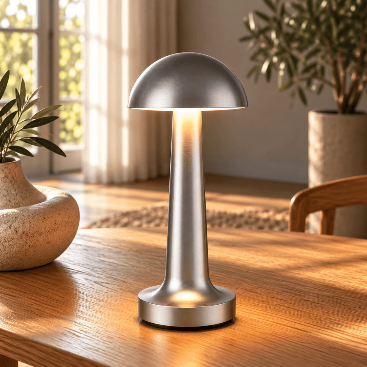 Kabellose LED Tischlampe mit Touch Dimmfunktion und USB Aufladung - Table Lamps - Silber - Voldeva
