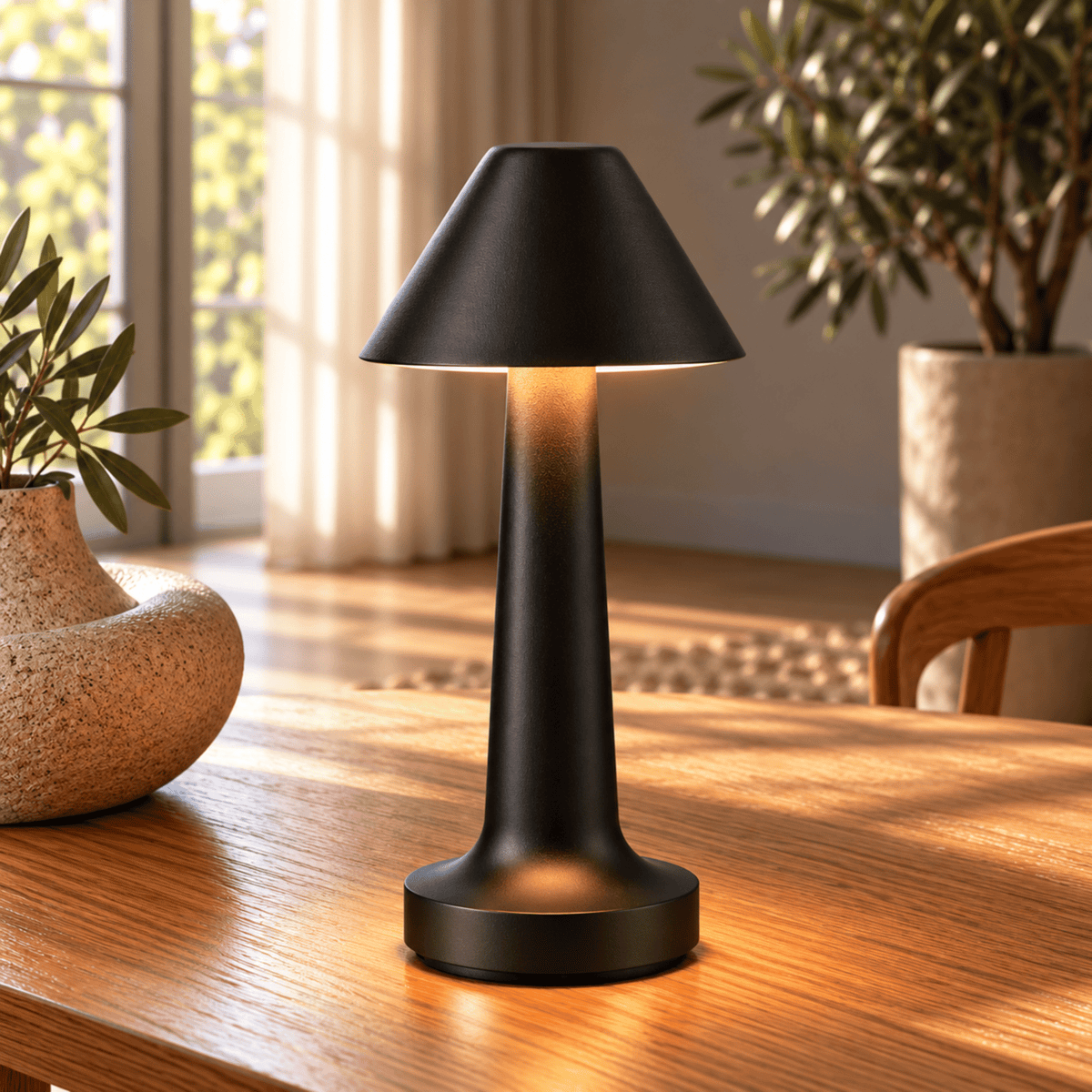 Kabellose LED Tischlampe mit Touch Dimmfunktion und USB Aufladung - Table Lamps - Schwarz - Voldeva