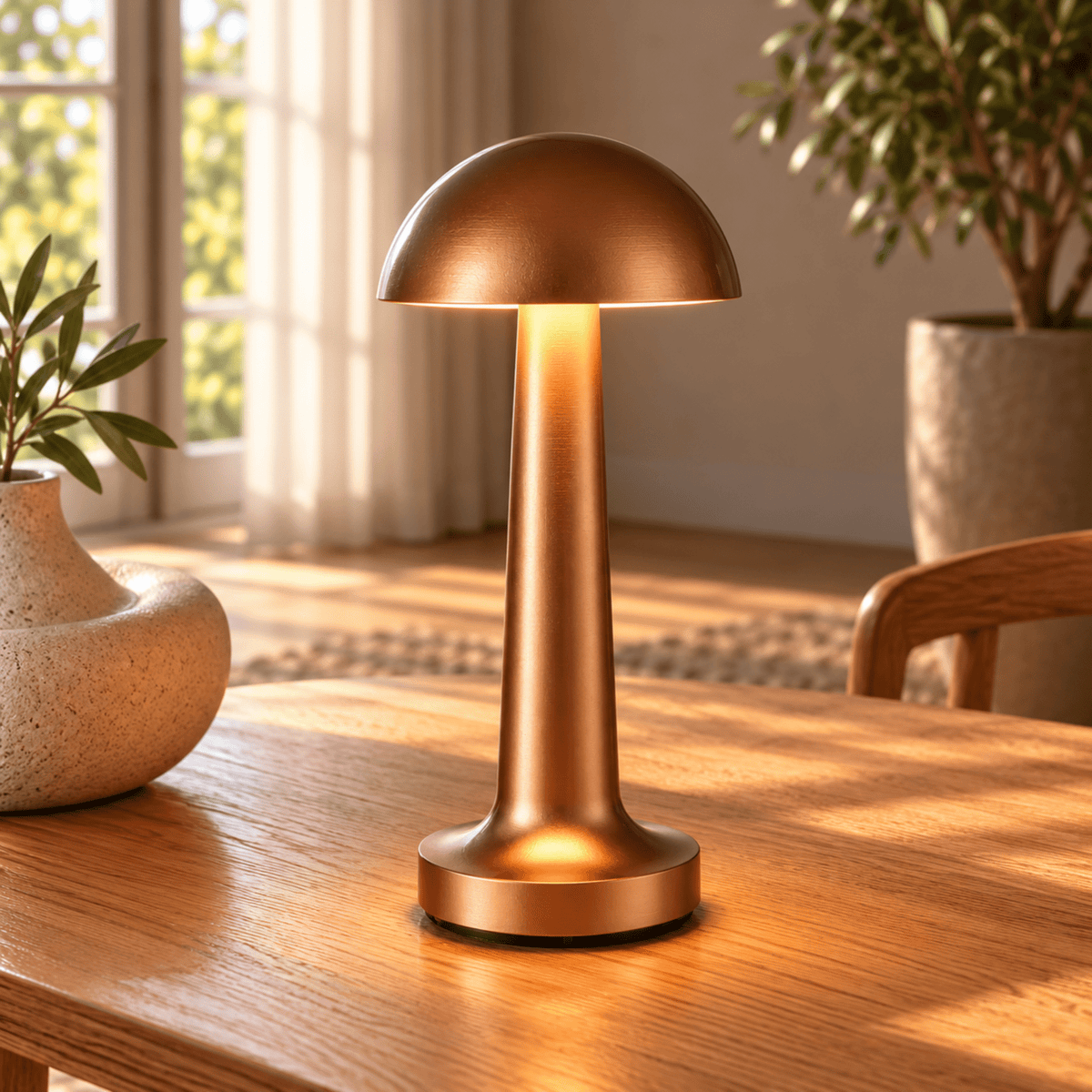 Kabellose LED Tischlampe mit Touch Dimmfunktion und USB Aufladung - Table Lamps - Bronze - Voldeva