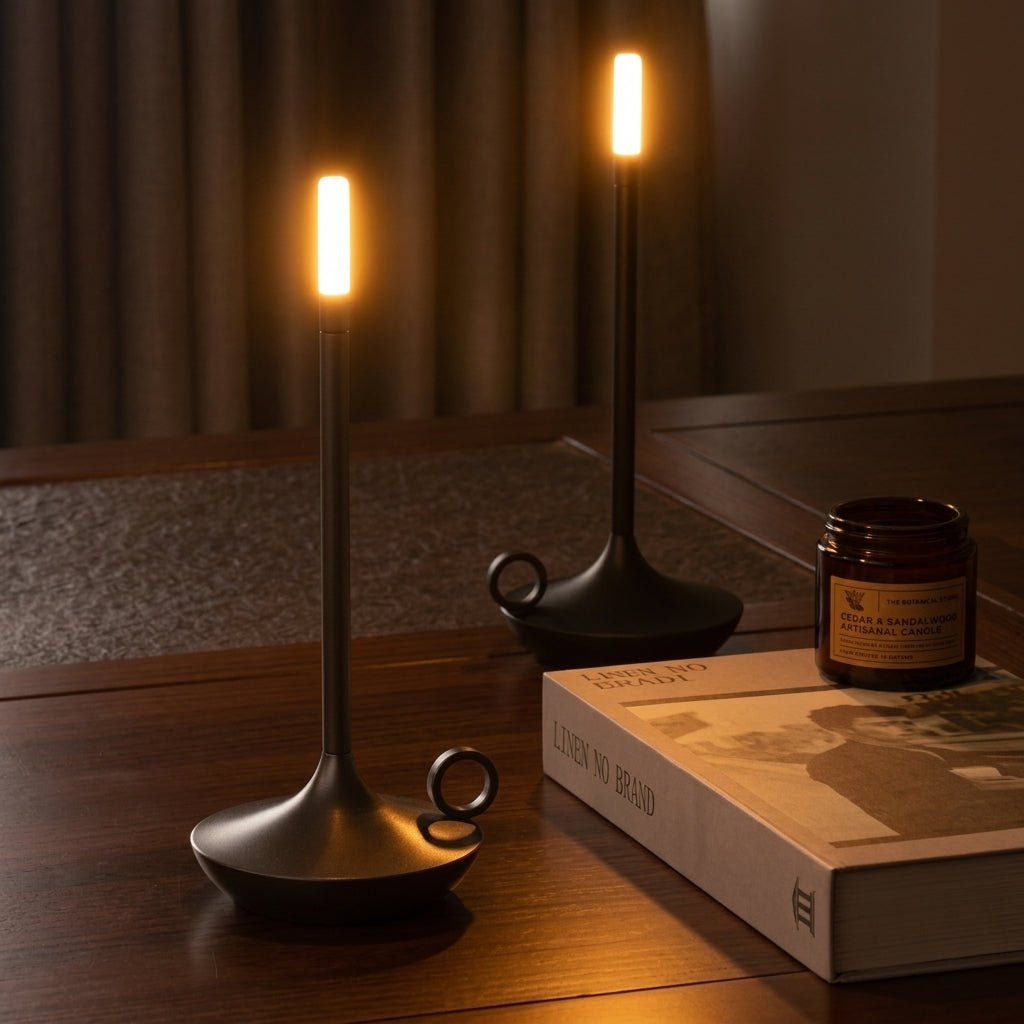 Kabellose LED Tischleuchte im Kerzendesign - Table Lamps - Schwarz - Voldeva