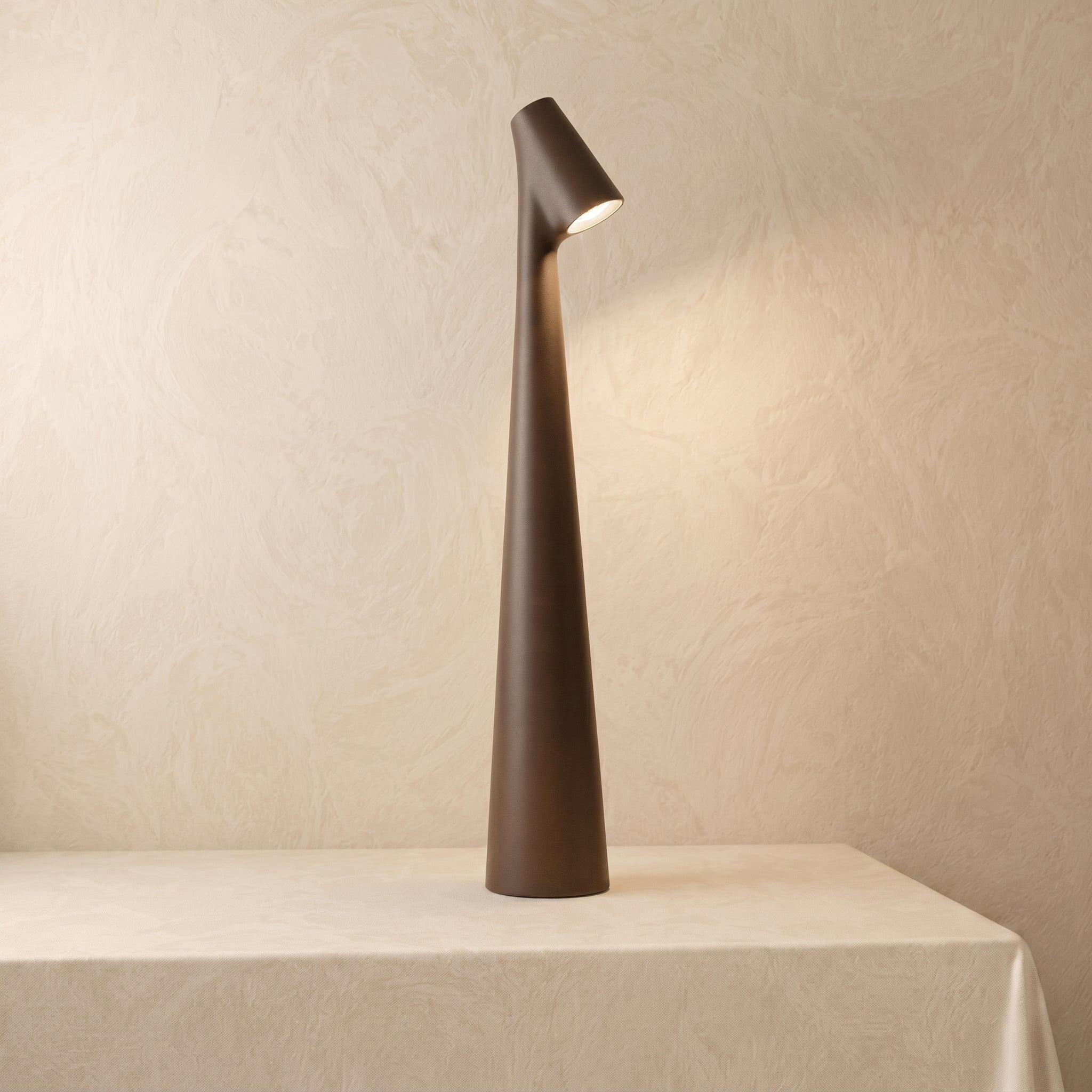 Kabellose Schlanke Tischlampe im Modernen Kegeldesign - Tischlampe - Braun - Voldeva