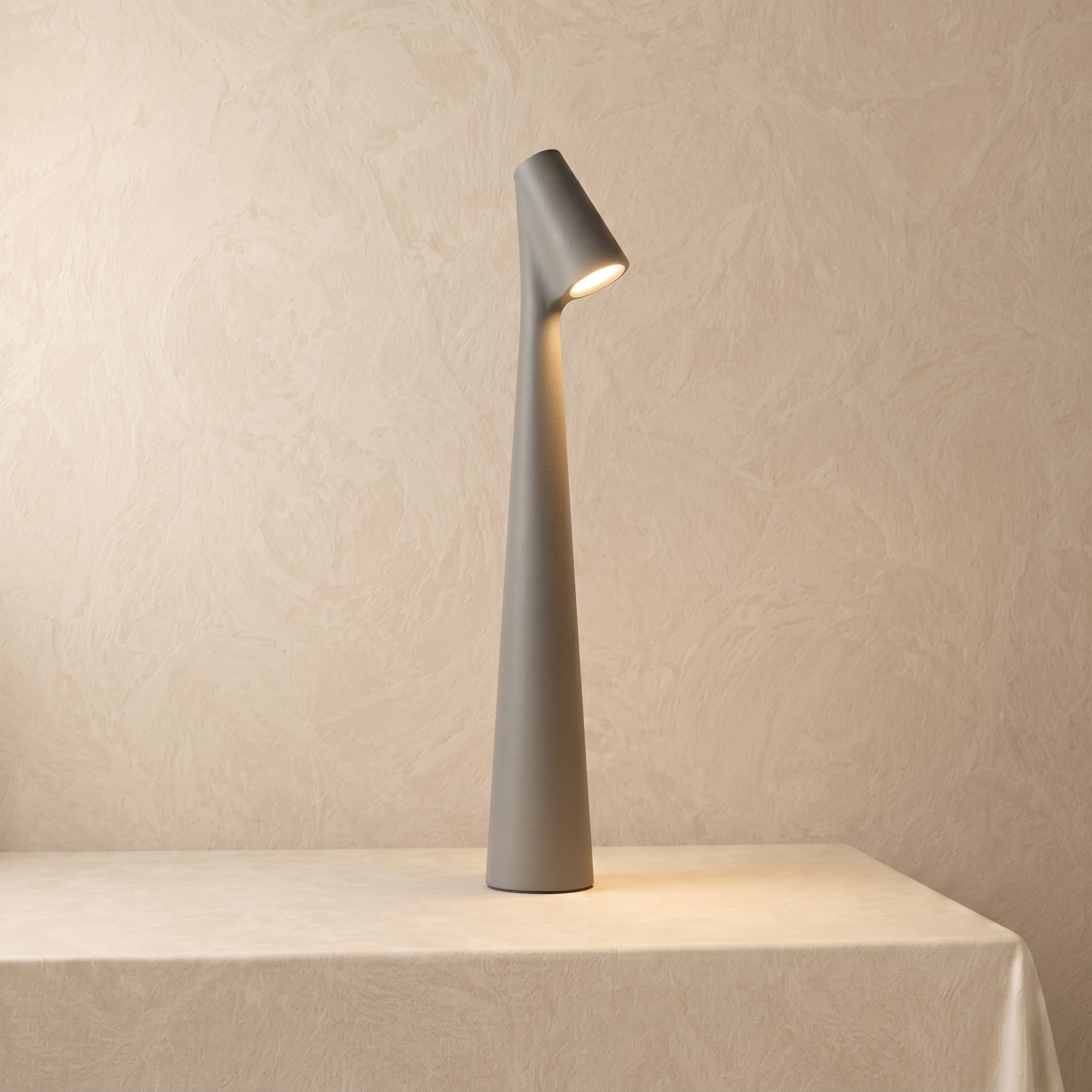 Kabellose Schlanke Tischlampe im Modernen Kegeldesign - Tischlampe - Grau - Voldeva