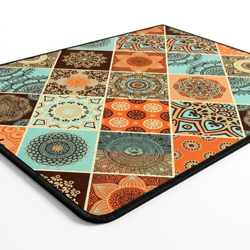 Kaffeemaschinen Unterlage Mit Saugfähigem Design Und Retro - Muster - Küche - Himmelblau Blüte - Voldeva