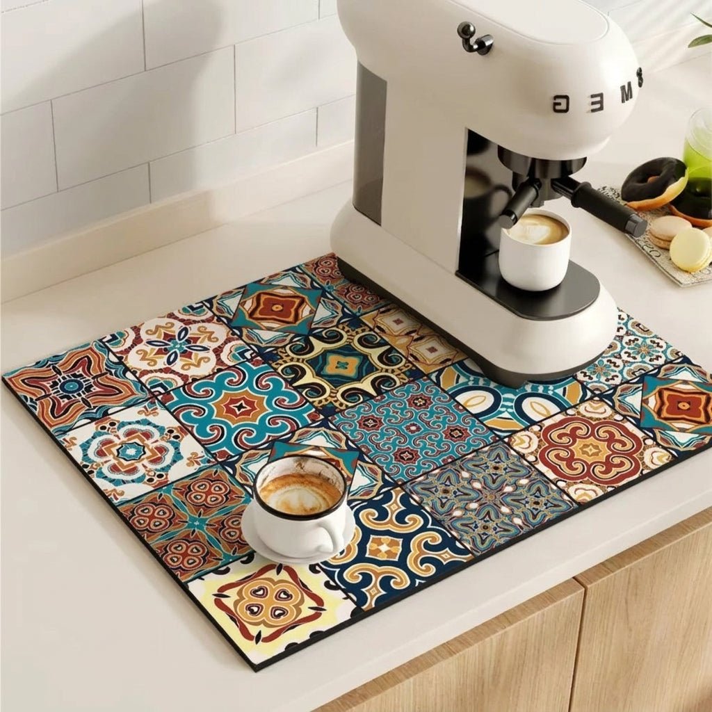Kaffeemaschinen Unterlage Mit Saugfähigem Design Und Retro - Muster - Küche - Mandala - Patch - Voldeva