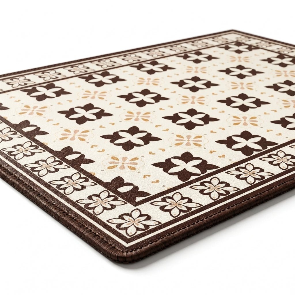 Kaffeemaschinen Unterlage Mit Saugfähigem Design Und Retro - Muster - Küche - Fliese Creme - Voldeva