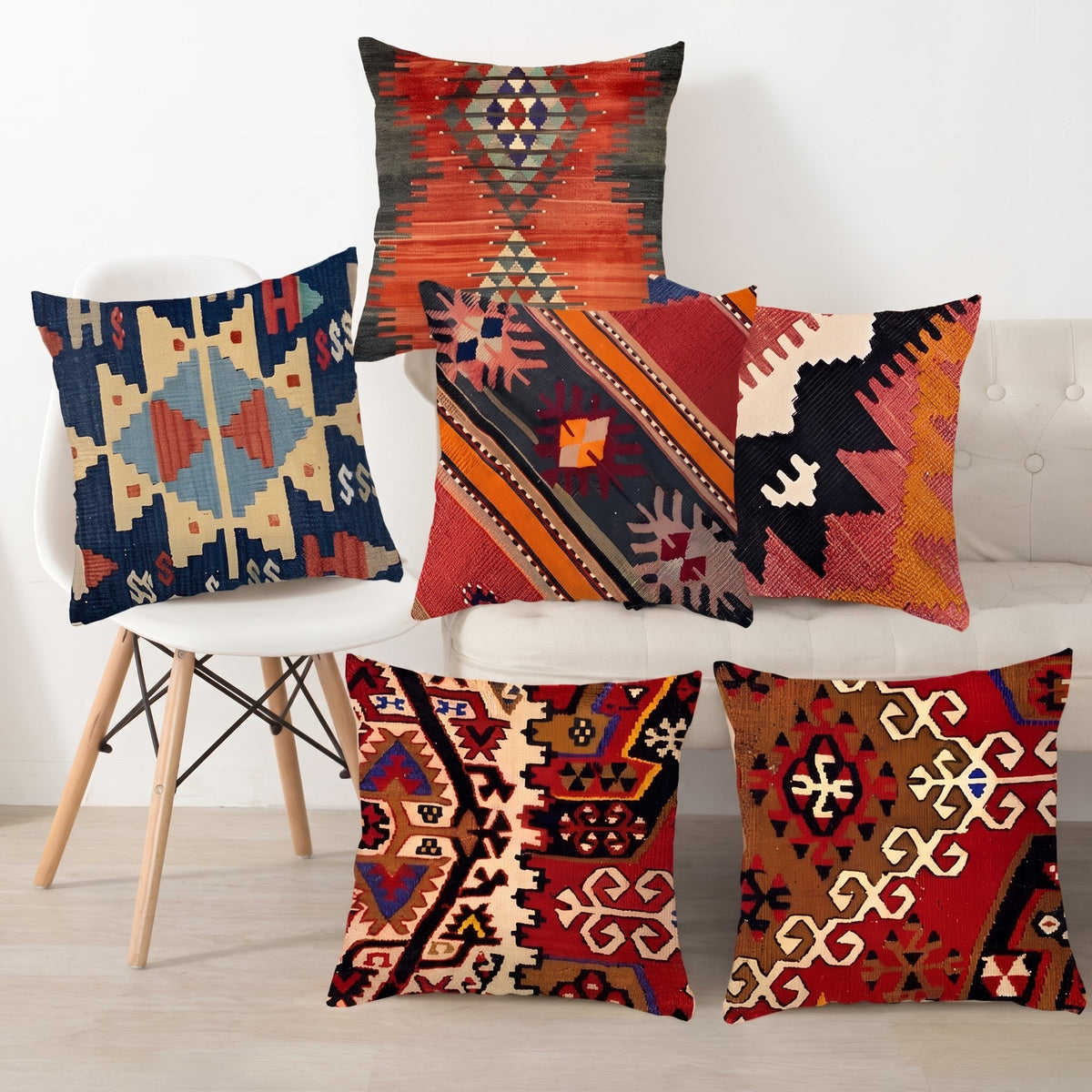 Kelim-Kissenbezug mit geometrischem ethnischem Muster - Chair & Sofa Cushion Covers - Pueblo - Voldeva