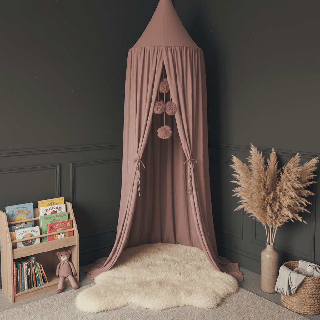 Kinderzimmer Baldachin Lesezelt - Kinder - Sonnensegel - Rosa - Voldeva
