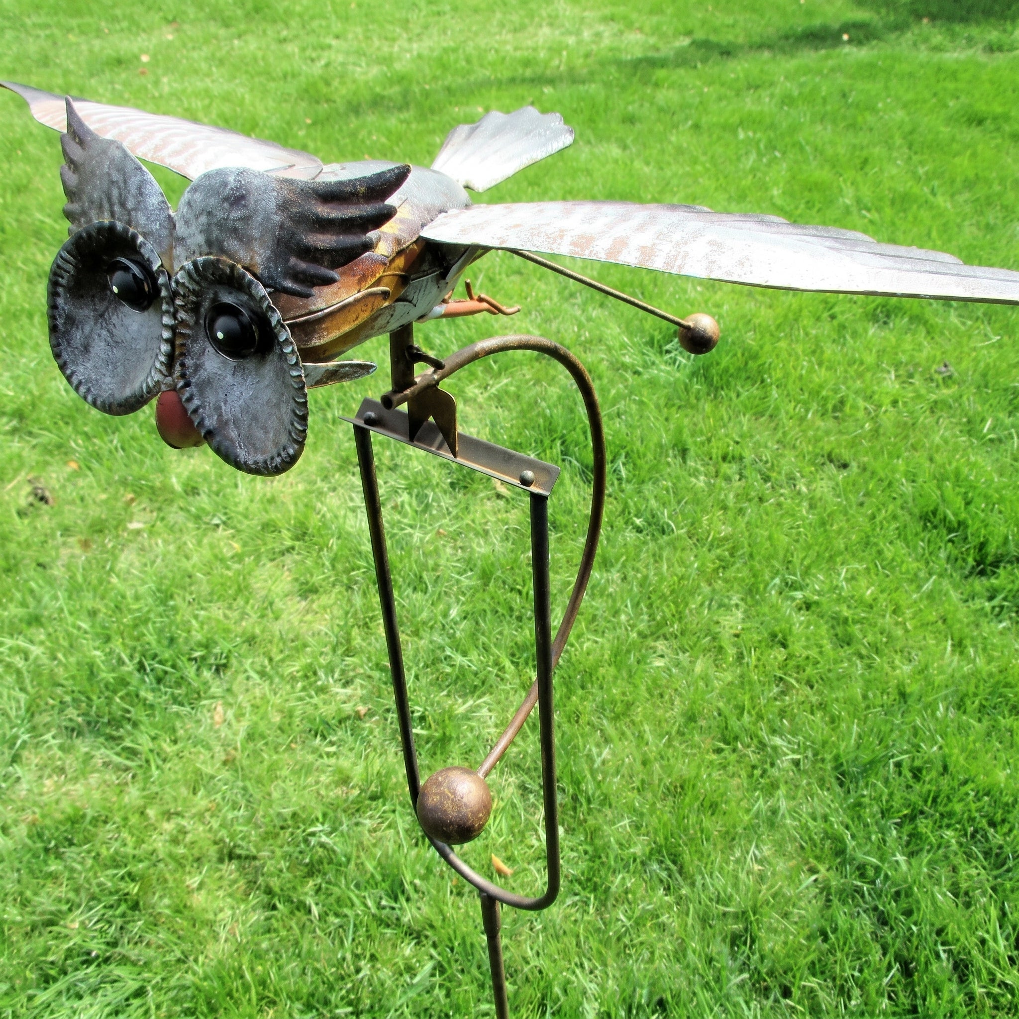 Kinetische Vogel - Gartenskulptur - Gartenskulptur - Fliegende Eule - Voldeva