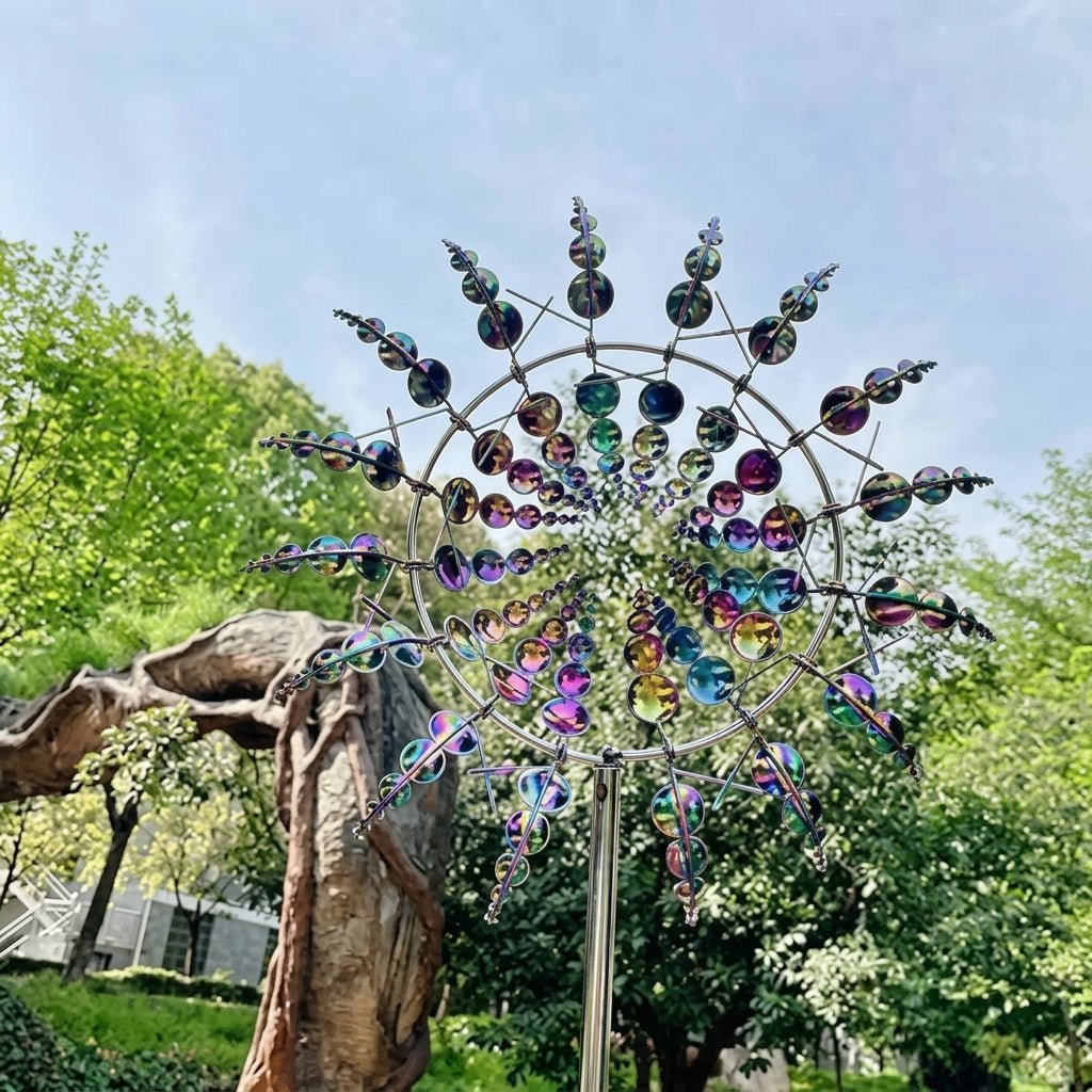 Kinetischer Metall-Windspinner mit Doppelrad - Windspinner - Voldeva