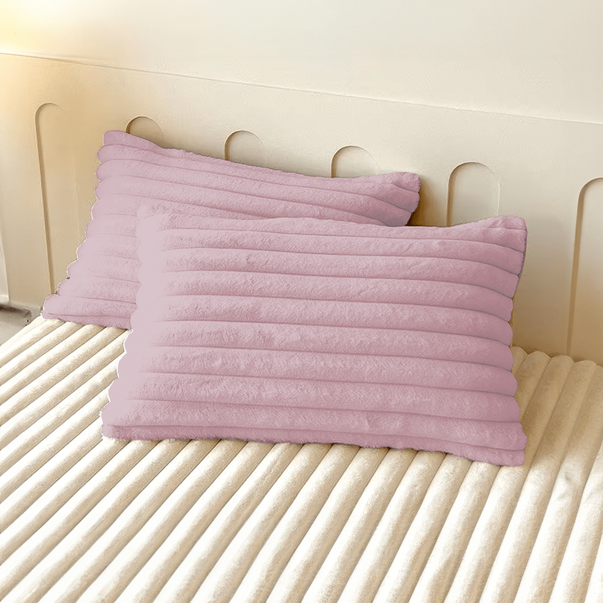 Kissenbezug mit Rippenstruktur - Kissenbezug - Rosa - Voldeva