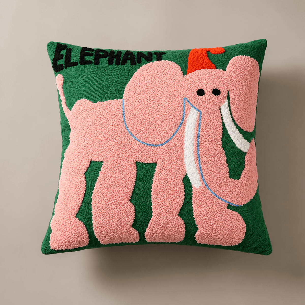 Kissenbezug mit Tier-Stickerei im Cartoon-Design - Chair & Sofa Cushion Covers - Elefant - Voldeva
