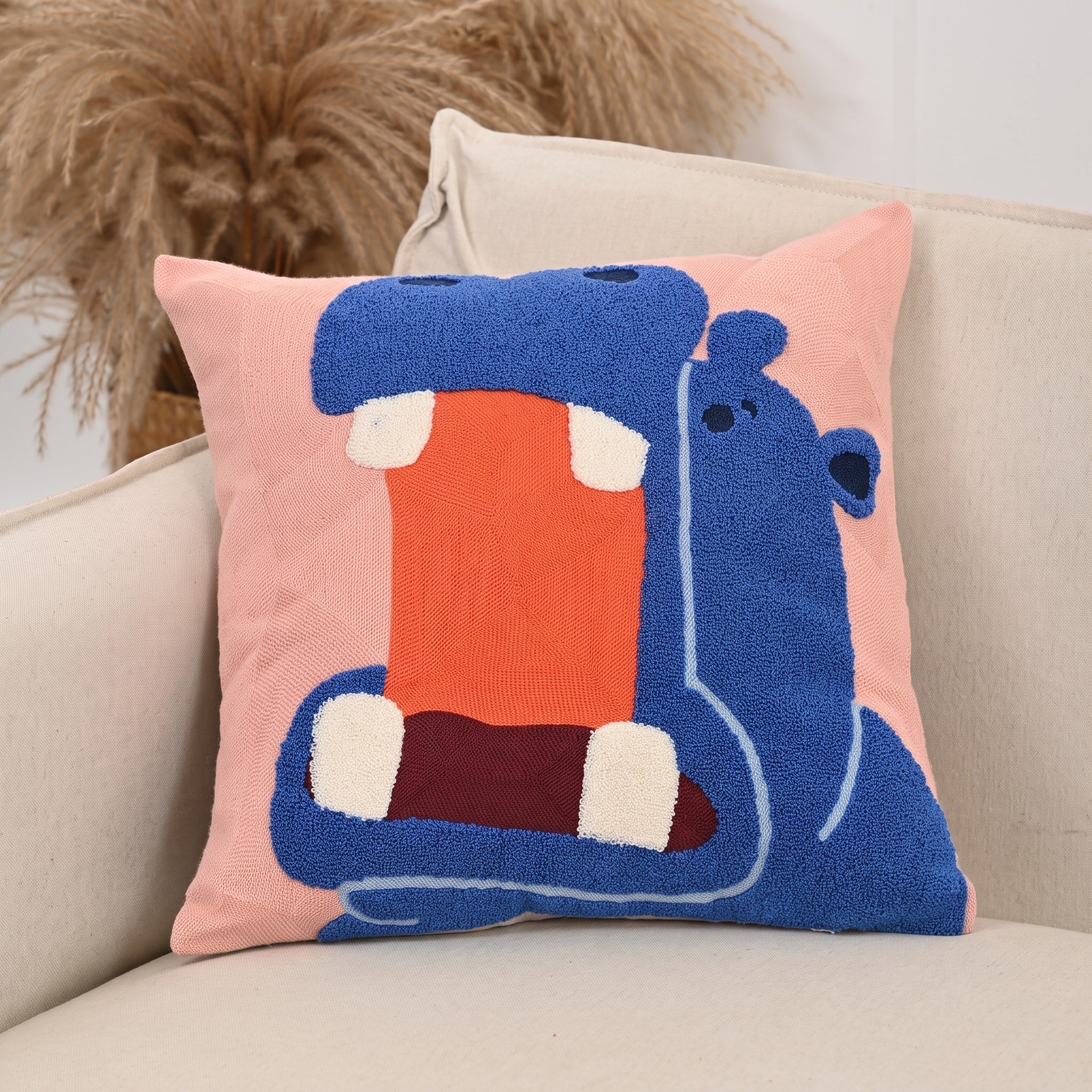 Kissenbezug mit Tier-Stickerei im Cartoon-Design - Chair & Sofa Cushion Covers - Hase - Voldeva