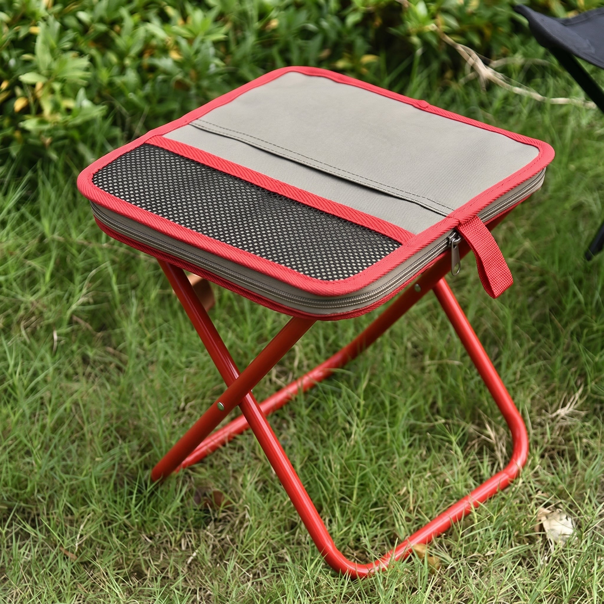 Klapphocker mit Tragetasche für Camping und Outdoor - Klapphocker - Rot - Voldeva