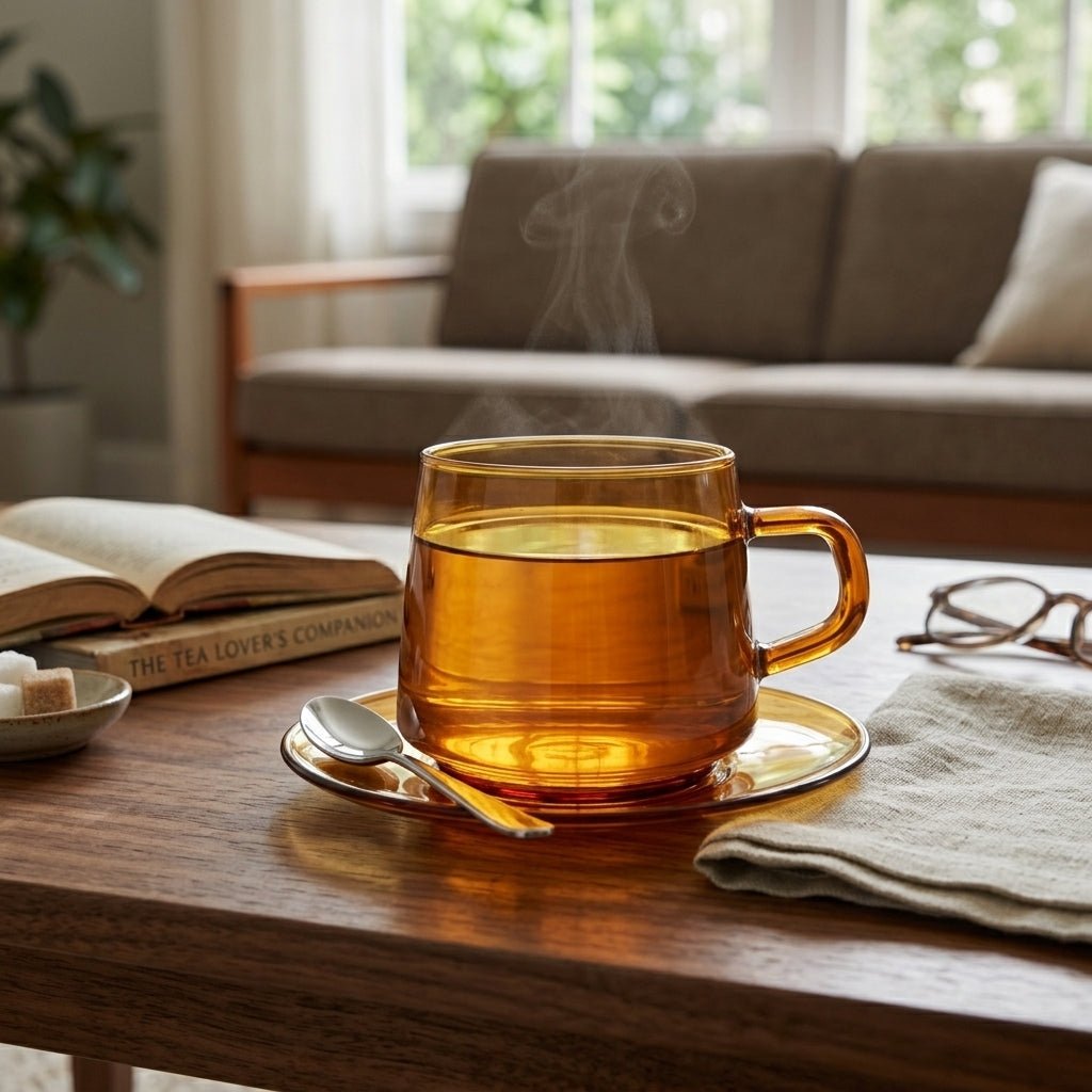 Klare Tasse mit Untertasse Set - Becher - Bernstein - Voldeva