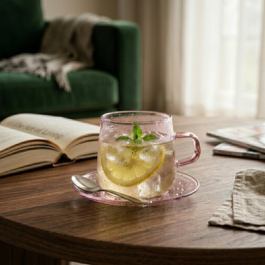 Klare Tasse mit Untertasse Set - Becher - Rosa - Voldeva