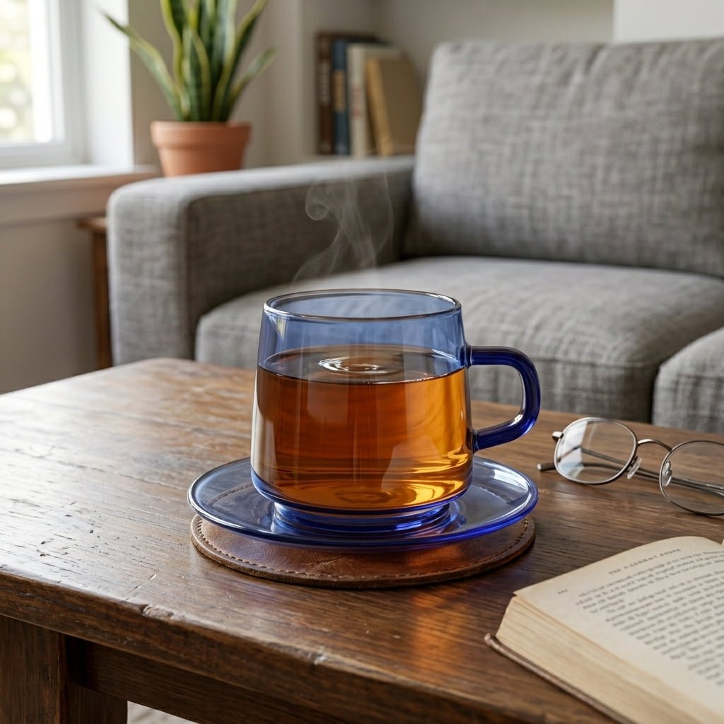 Klare Tasse mit Untertasse Set - Becher - Blau - Voldeva
