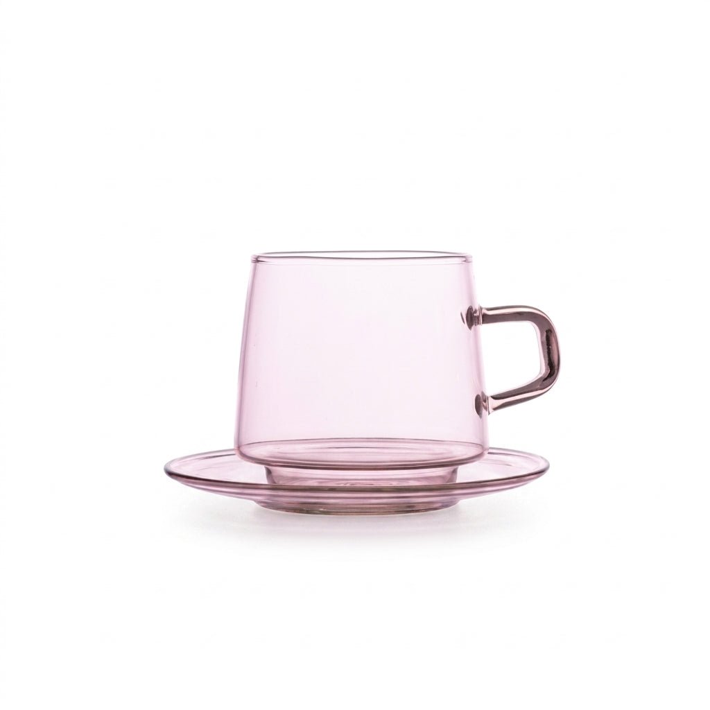 Klare Tasse mit Untertasse Set - Becher - Rosa - Voldeva