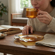 Klare Tasse mit Untertasse Set - Becher - Bernstein - Voldeva