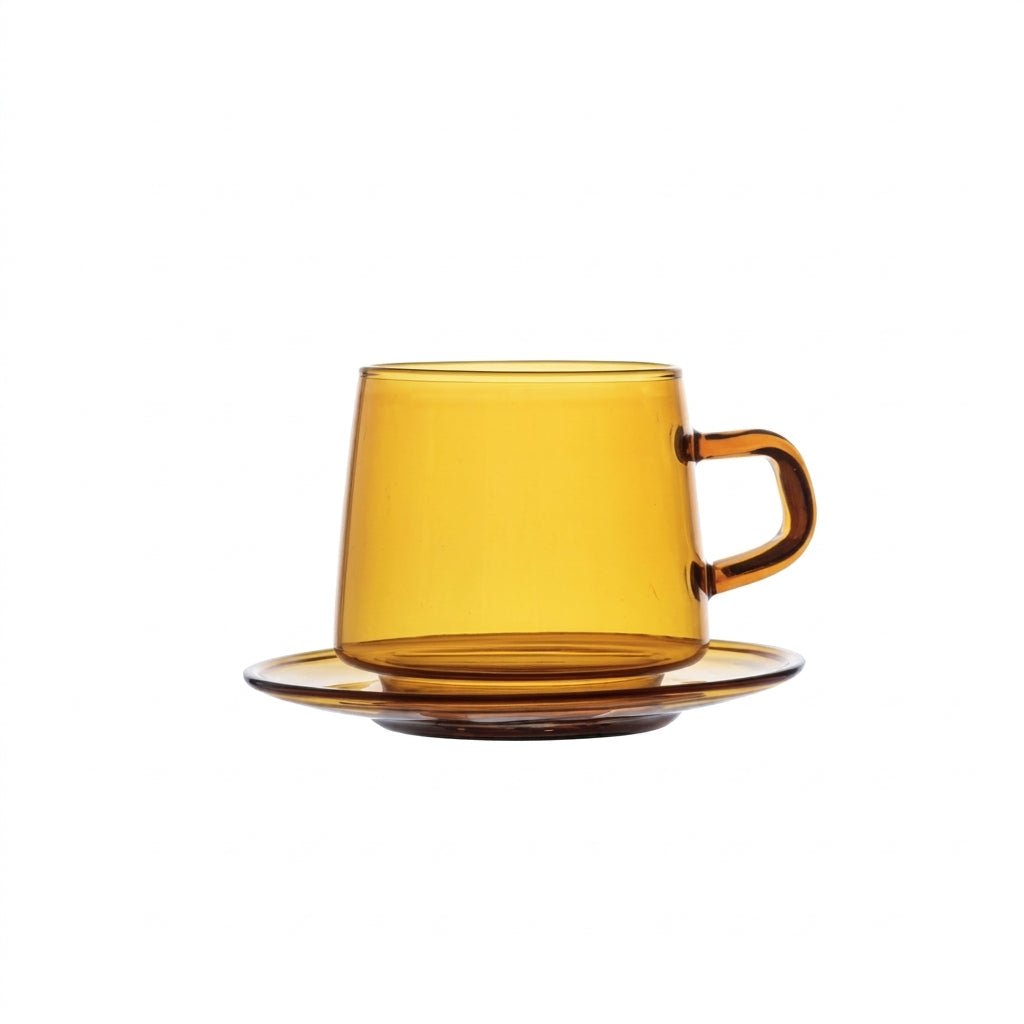 Klare Tasse mit Untertasse Set - Becher - Bernstein - Voldeva