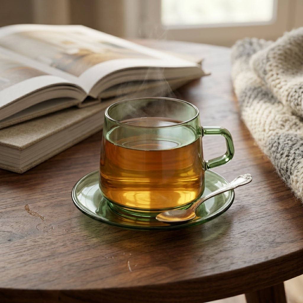 Klare Tasse mit Untertasse Set - Becher - Grün - Voldeva
