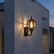 Klassische Außenwandlampe im Globe - Laternen - Stil - Wandleuchte - Schwarz - Voldeva