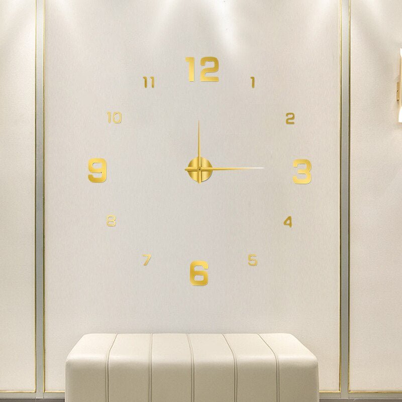 Kreative 3D Wanduhr Mit Modernen Ziffern - Uhr - Nummeriert - Gold - Voldeva