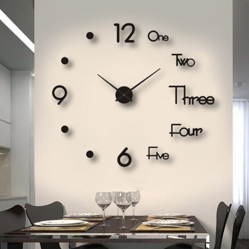 Kreative 3D Wanduhr Mit Modernen Ziffern - Uhr - Halb - Schwarz - Voldeva
