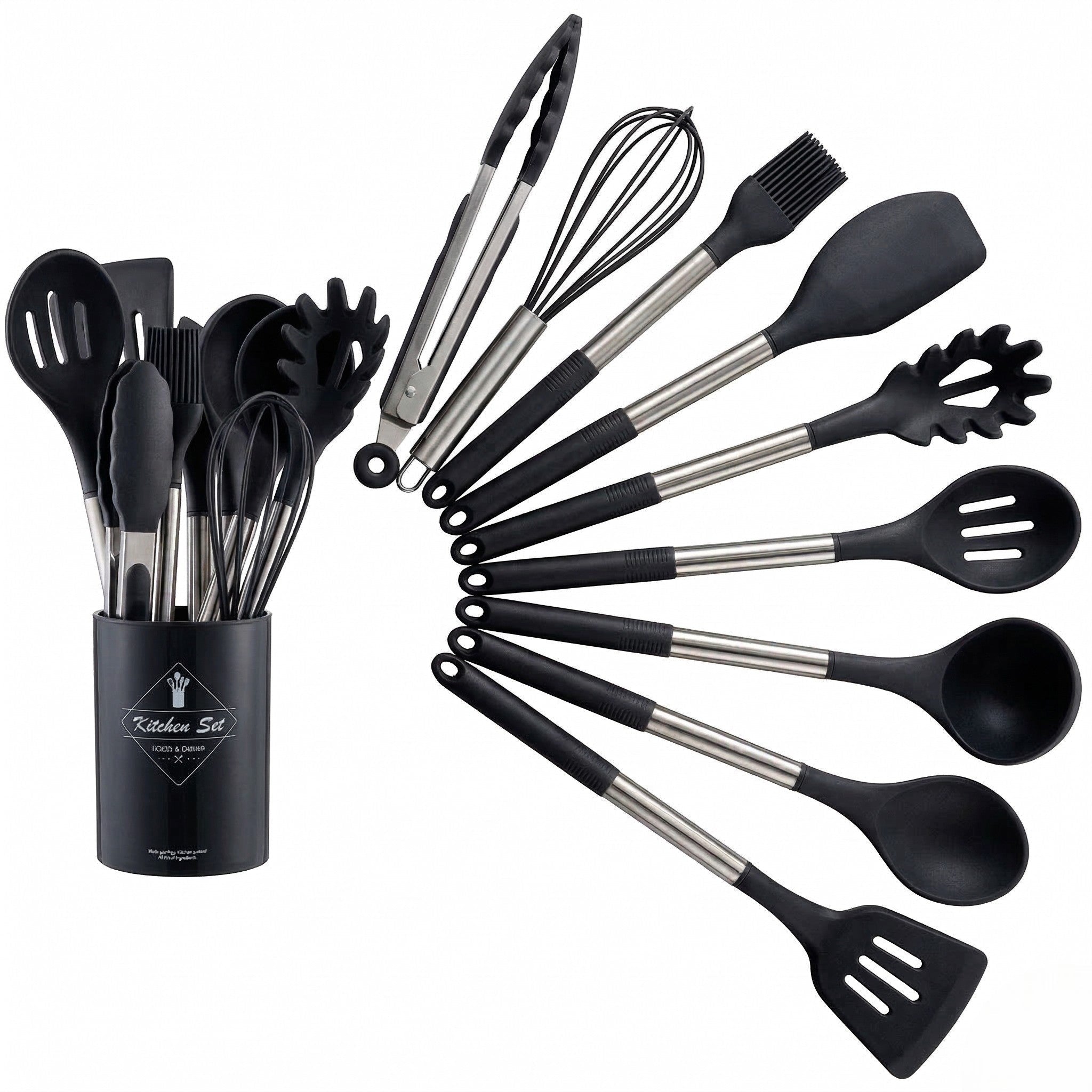 Küchenhelfer - Set Für Effizientes Kochen Und Backen - Besteckset - Schwarz - Voldeva