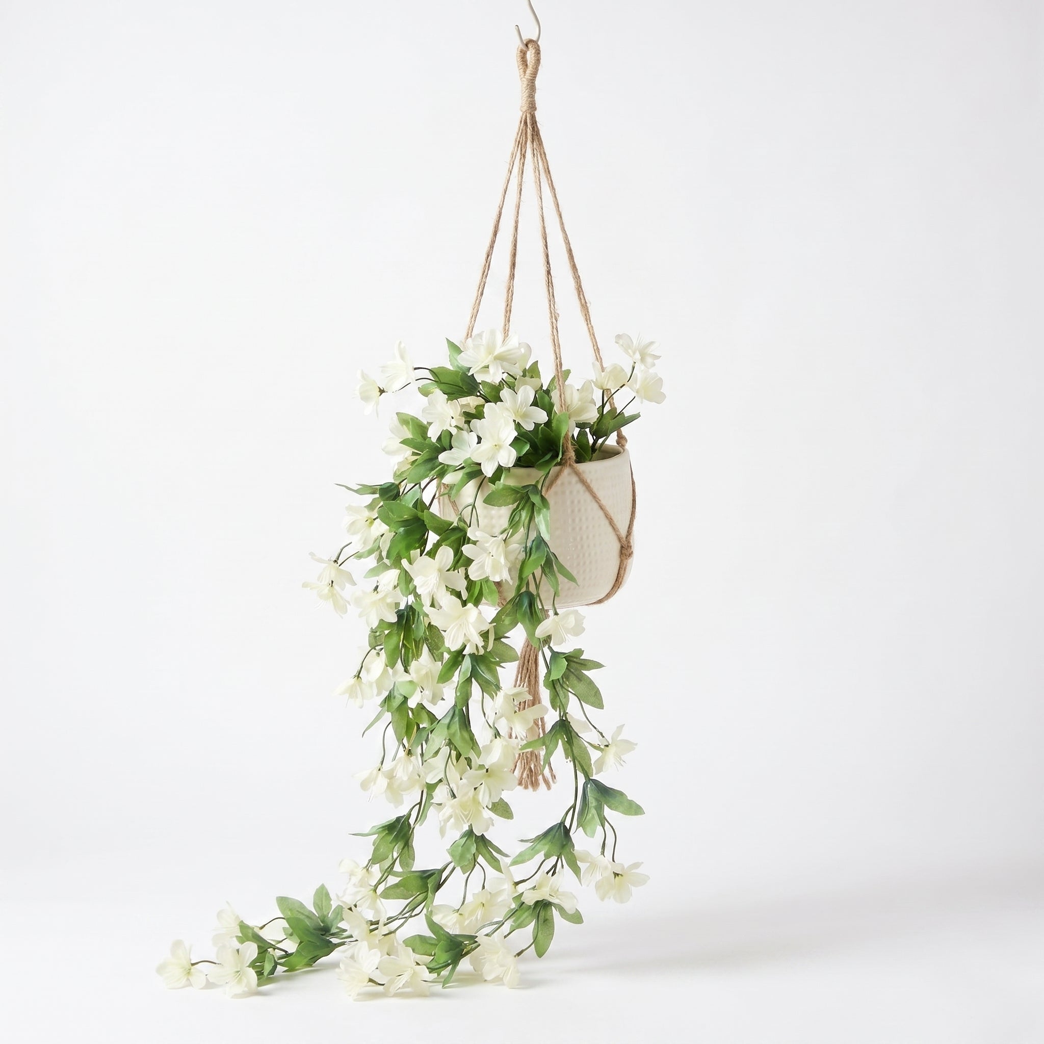 Künstliche Blühende Rankenpflanze mit Bunten Blüten - Zierpflanzen - Weiß - Voldeva