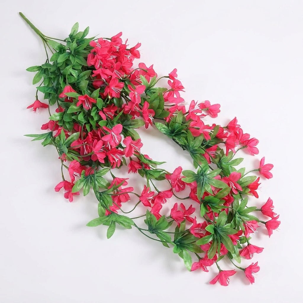 Künstliche Blühende Rankenpflanze mit Bunten Blüten - Zierpflanzen - Rot - Voldeva