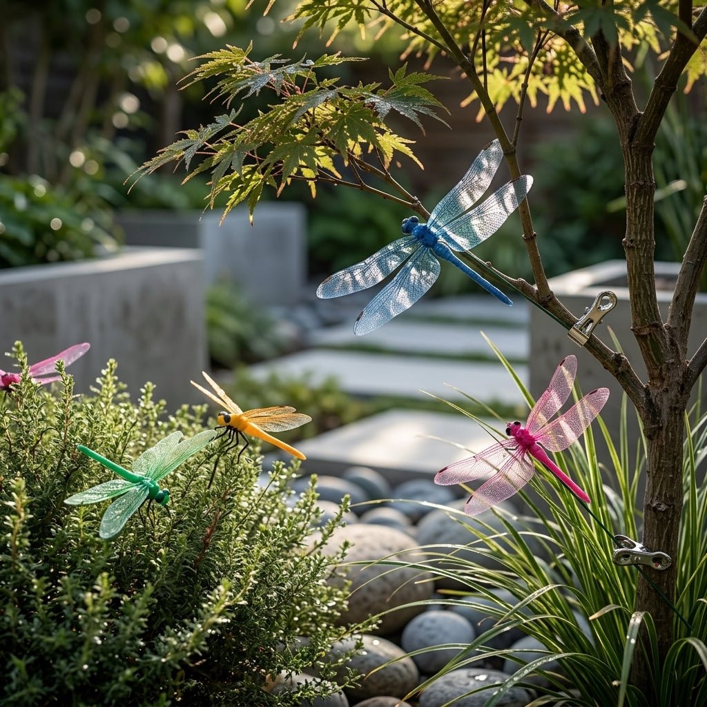 Künstliche Libellen Gartenstecker Bunt mit Clip - Halterung - Gartenstecker - Blau - Voldeva