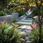 Künstliche Libellen Gartenstecker Bunt mit Clip - Halterung - Gartenstecker - Blau - Voldeva