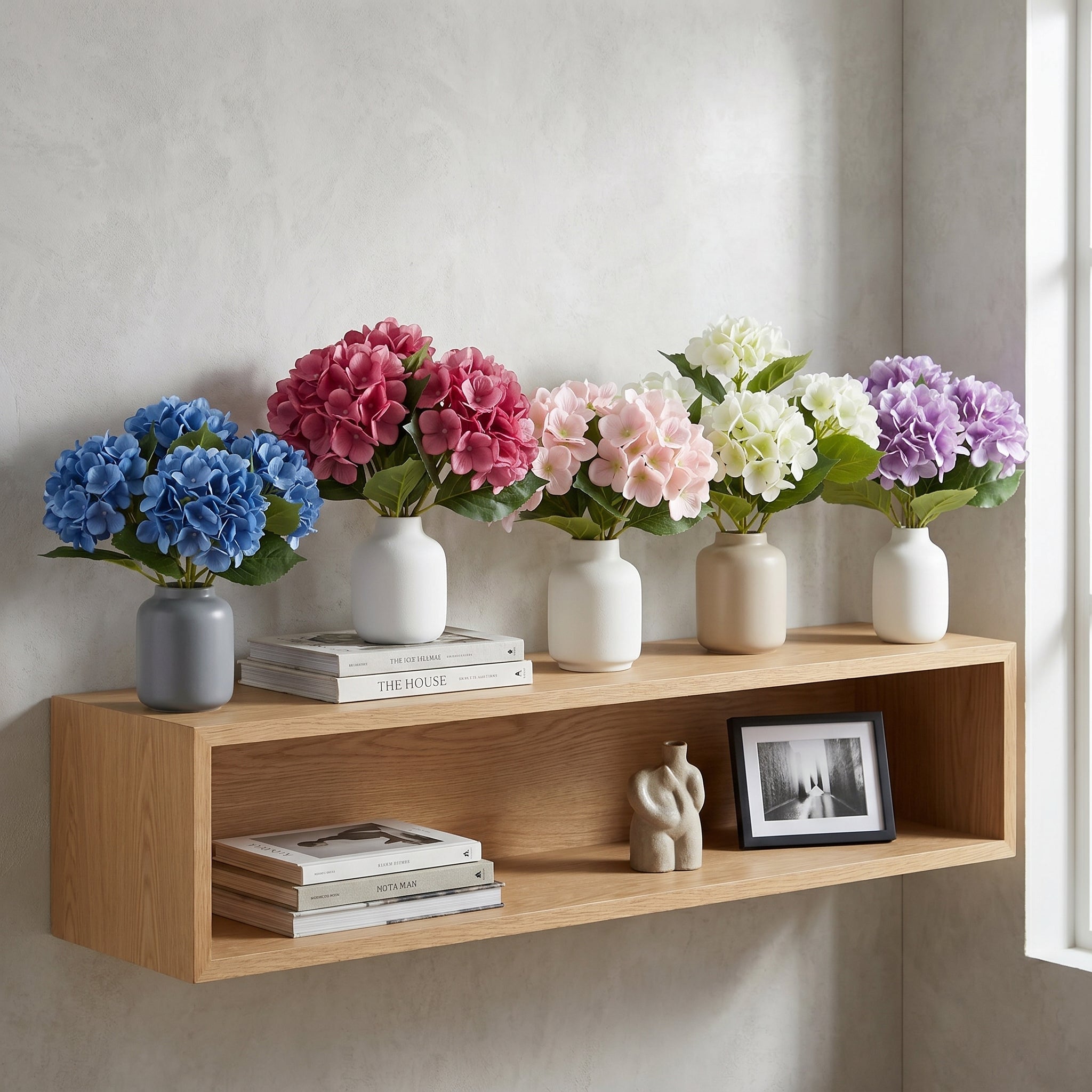 Künstlicher Hortensien Blumenstrauß Heimdekoration - Kunstblumen - Hellrosa - Voldeva