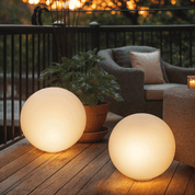 Kugelförmige Weiße Solar - LED Gartenleuchte - Gartenbeleuchtung - Mittel (25 cm) - Voldeva