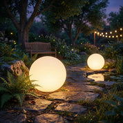 Kugelförmige Weiße Solar - LED Gartenleuchte - Gartenbeleuchtung - Mittel (25 cm) - Voldeva