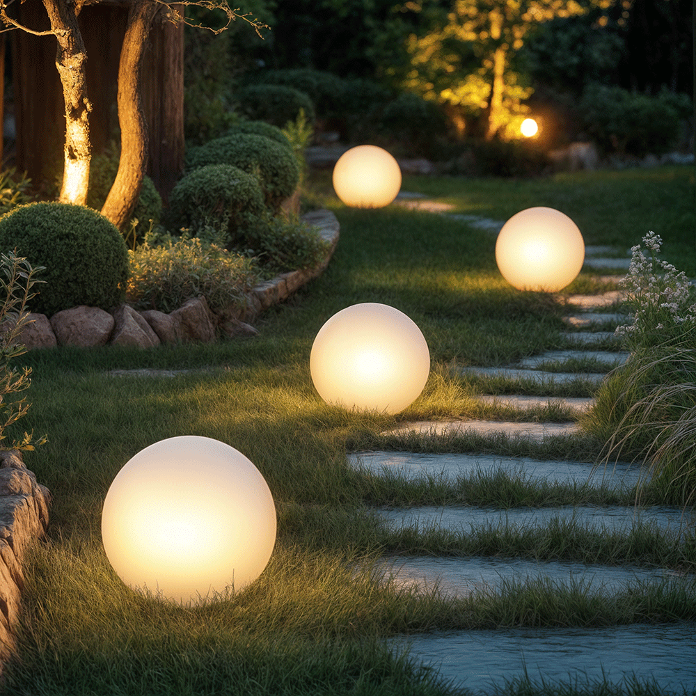 Kugelförmige Weiße Solar - LED Gartenleuchte - Gartenbeleuchtung - Klein (20 cm) - Voldeva