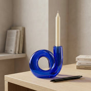 Kurvenförmige Vase mit Kerzenhalter - Vasen - Blau - Voldeva