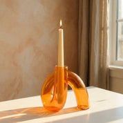 Kurvenförmige Vase mit Kerzenhalter - Vasen - Orange - Voldeva