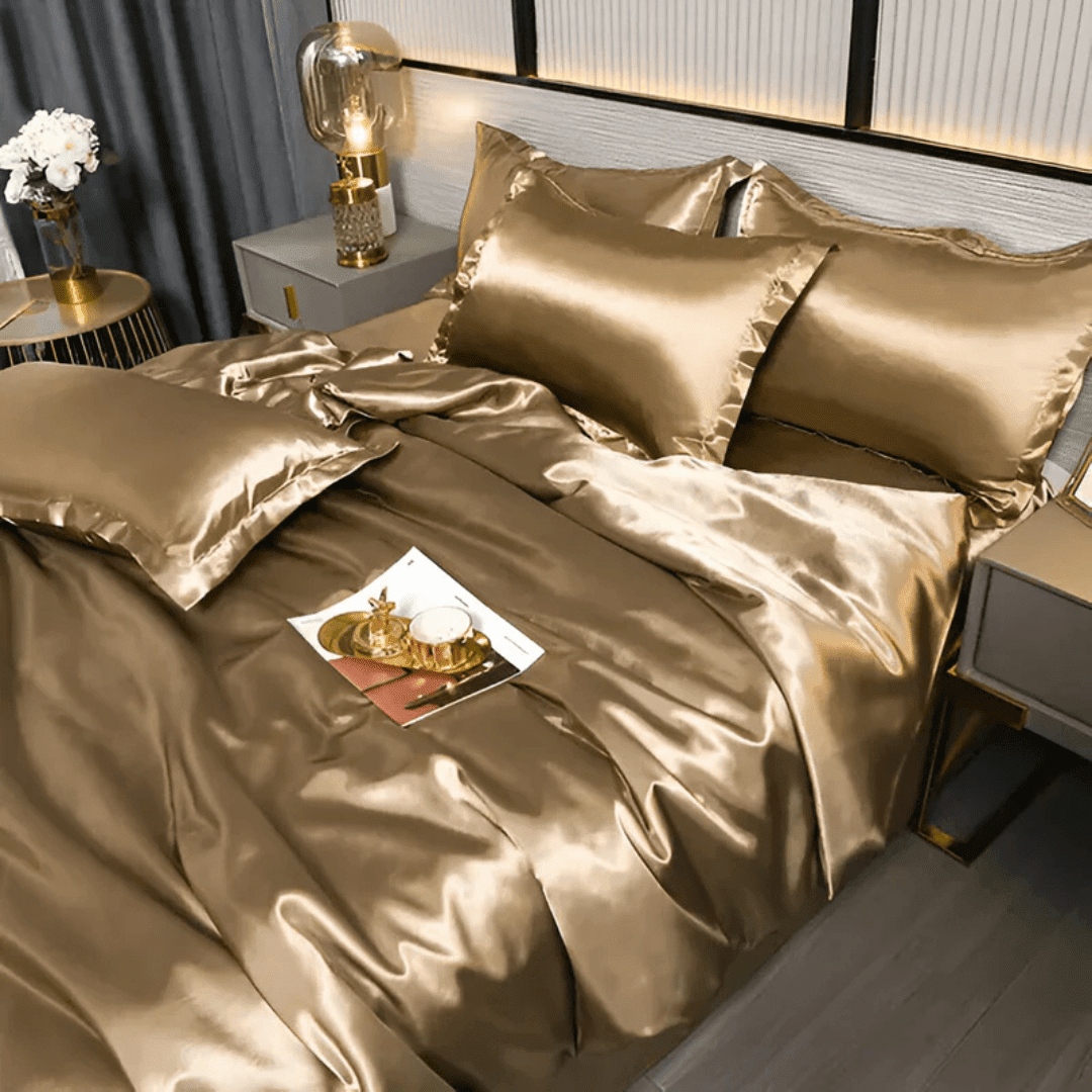 Langlebiges Bettwäsche - Set mit glänzender Oberfläche - Bettwäsche - Set - Gold - Voldeva