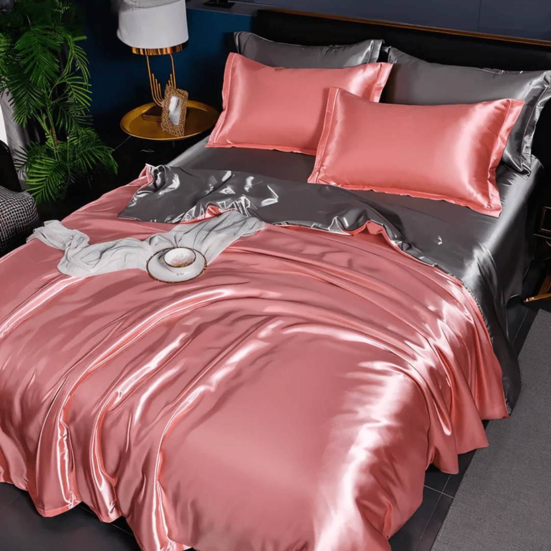 Langlebiges Bettwäsche - Set mit glänzender Oberfläche - Bettwäsche - Set - Rosensilber - Voldeva