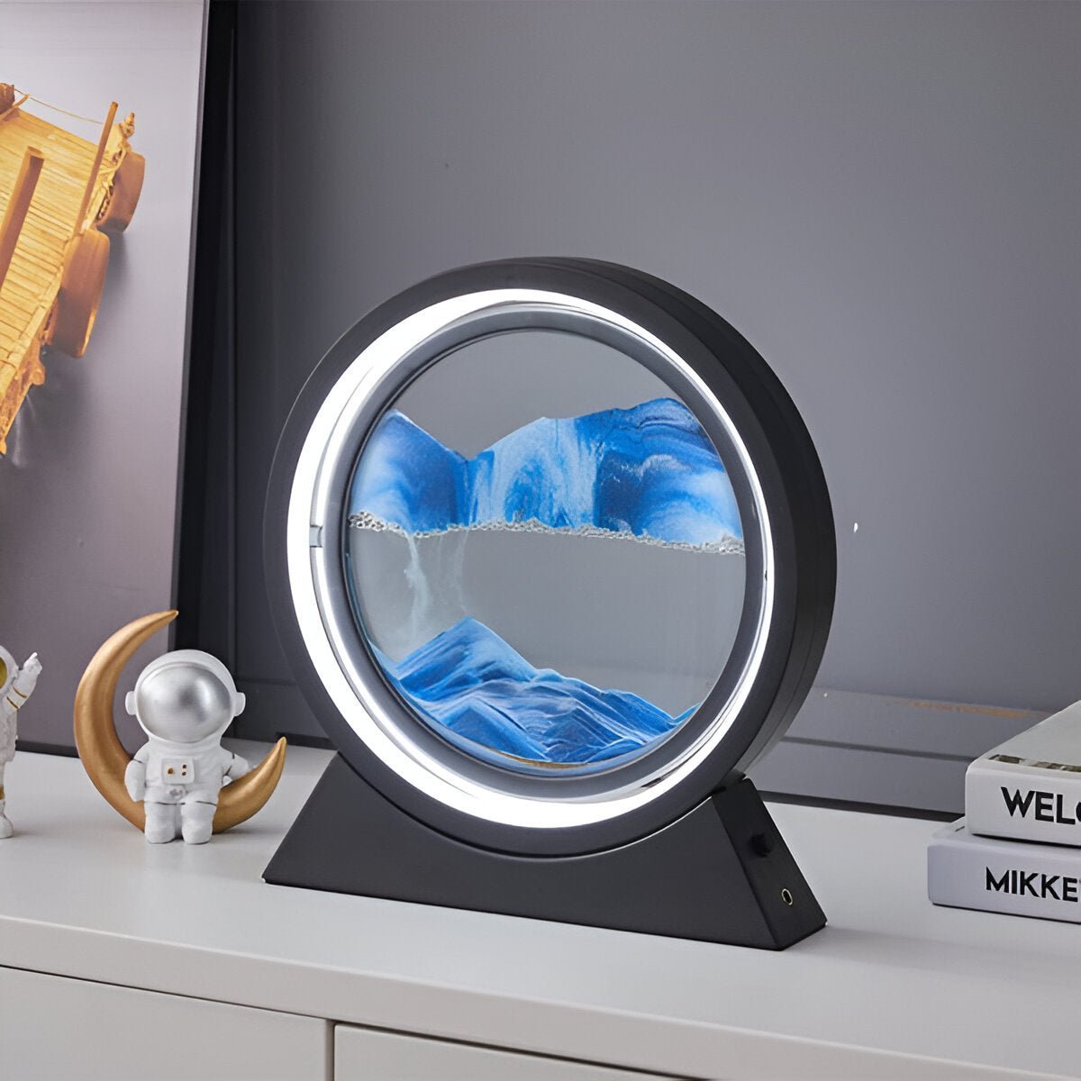 LED Schreibtischlampe Glas Farbwechsel mit bewegtem Sand modern - Table Lamp - Voldeva
