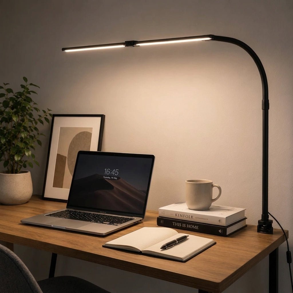 LED Schreibtischlampe mit flexiblem Schwanenhals und Klemmhalterung - Desk Lamps - Voldeva