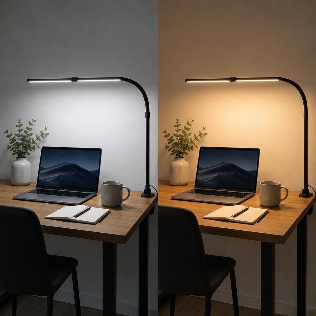 LED Schreibtischlampe mit flexiblem Schwanenhals und Klemmhalterung - Desk Lamps - Voldeva